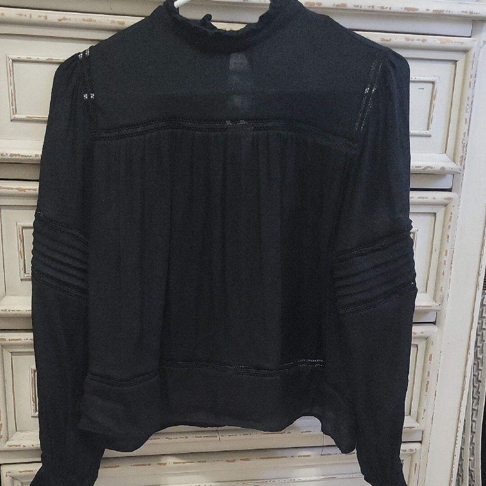 Sincerely Jules Black Blouse with Lace Details